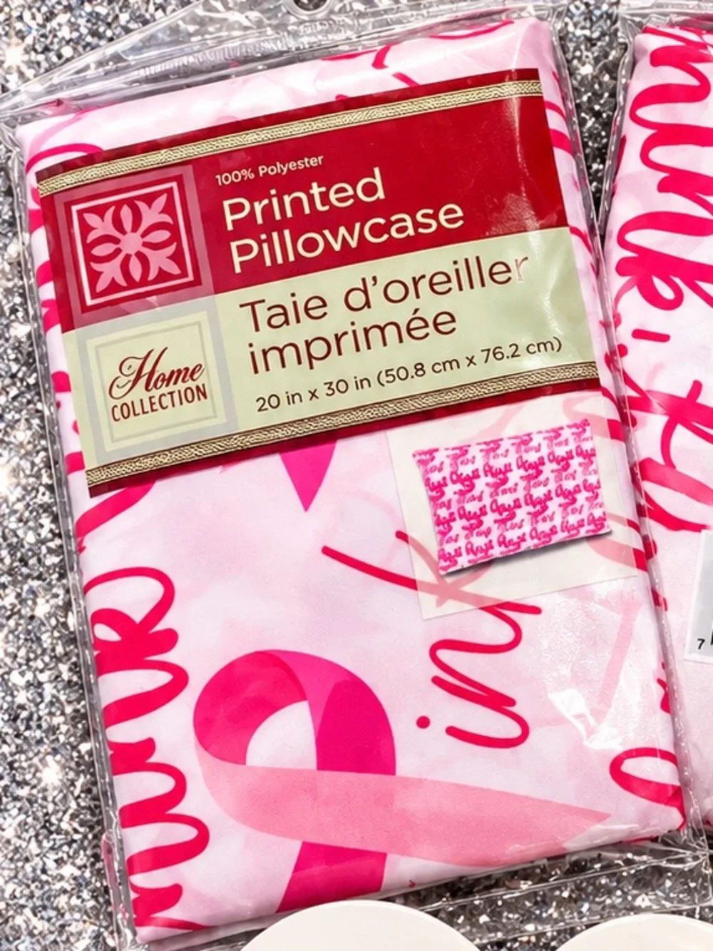 Home Collection Breast Cancer Awareness Satin Pillowcases Set With Decor